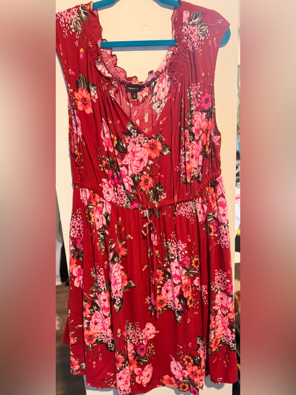 torrid Red Floral Tie-Waist Mini Dress